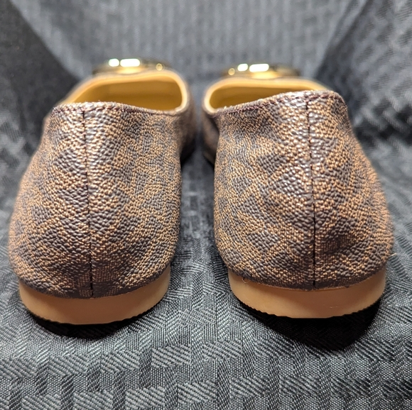 Brown And Tan Michael Kors Milan Flex MK Logo Ballet Flats. - Picture 3 of 5